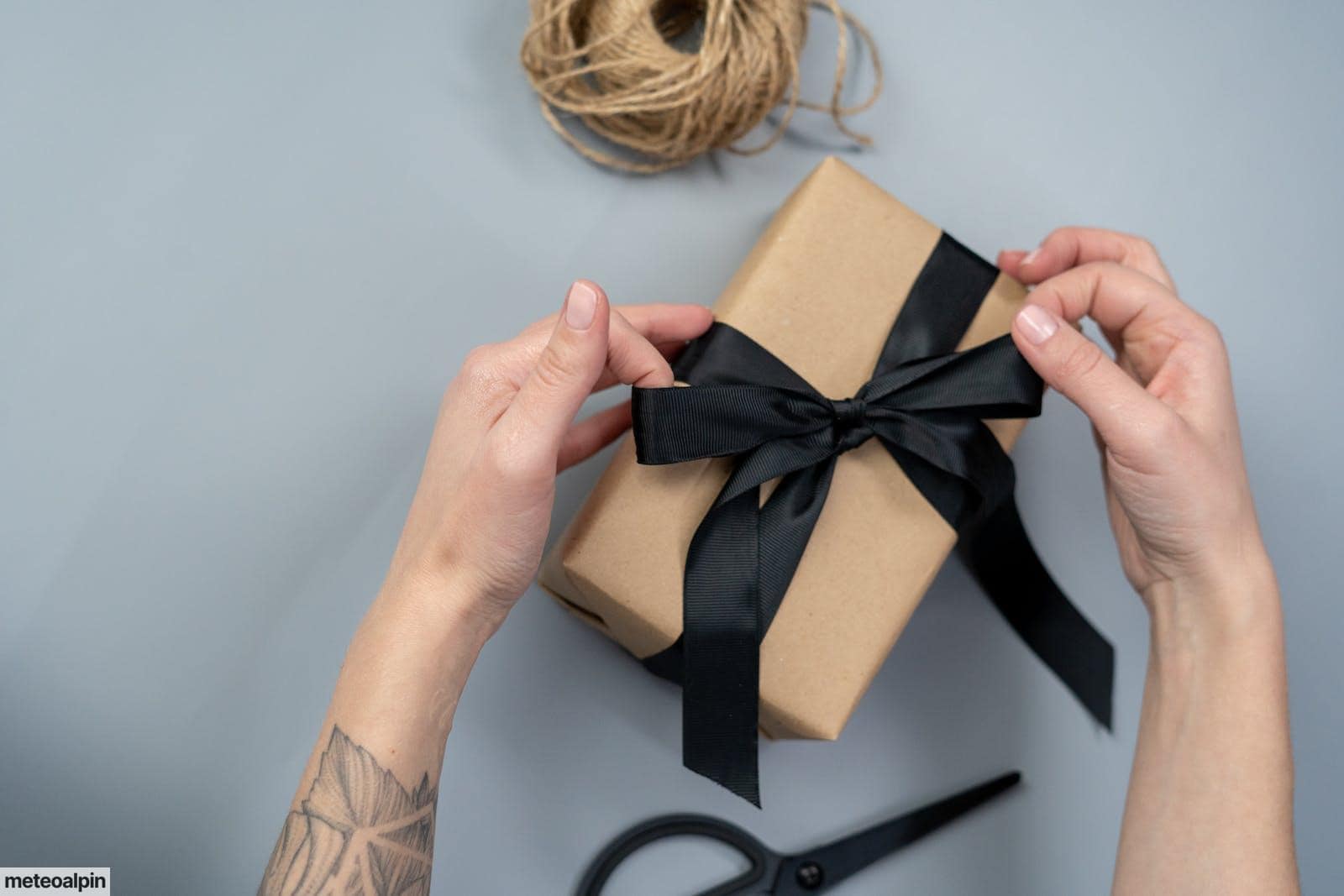 Brown Gift Box With Black Ribbon
