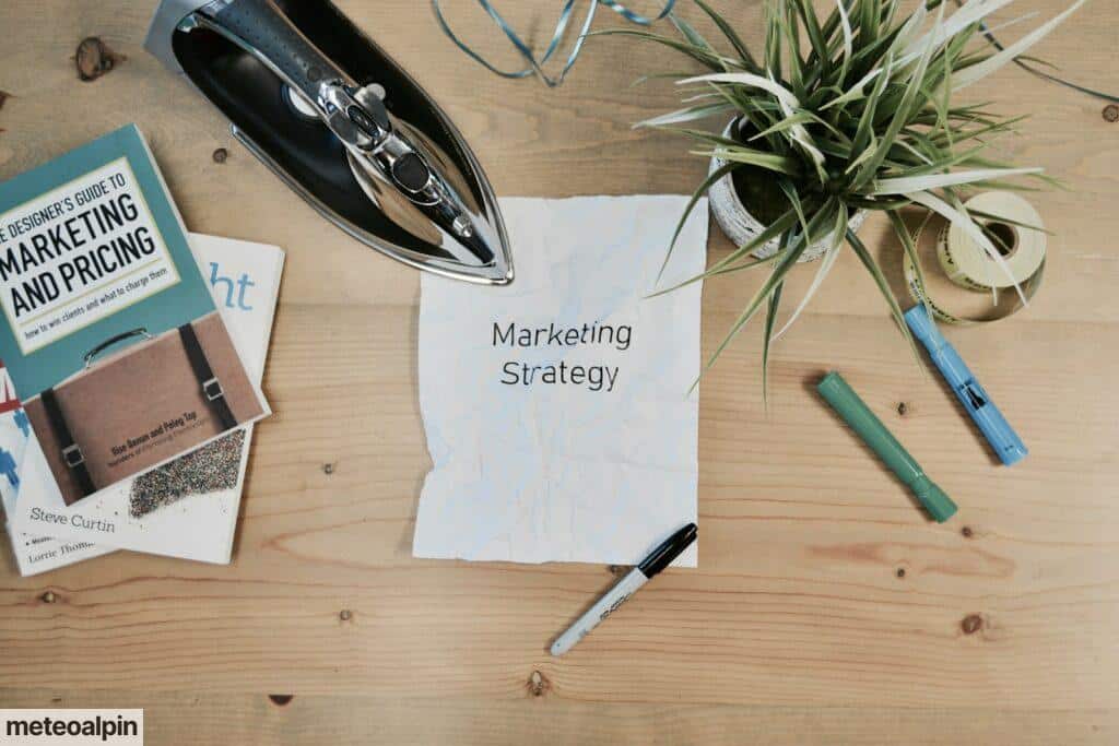 white printing paper with Marketing Strategy text
